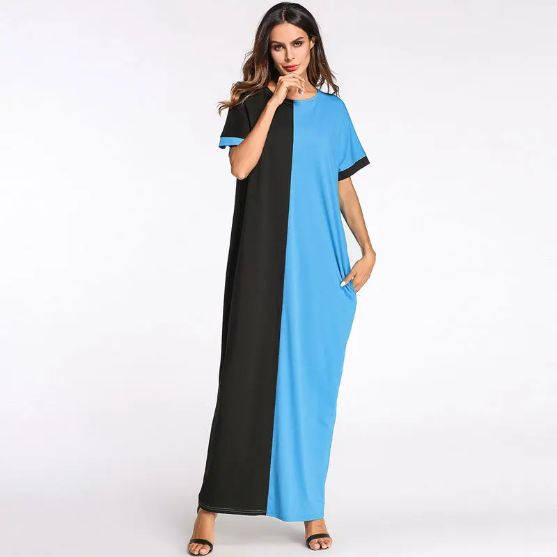 2019 летнее Повседневное платье с капюшоном цвет блока мусульманская Абая