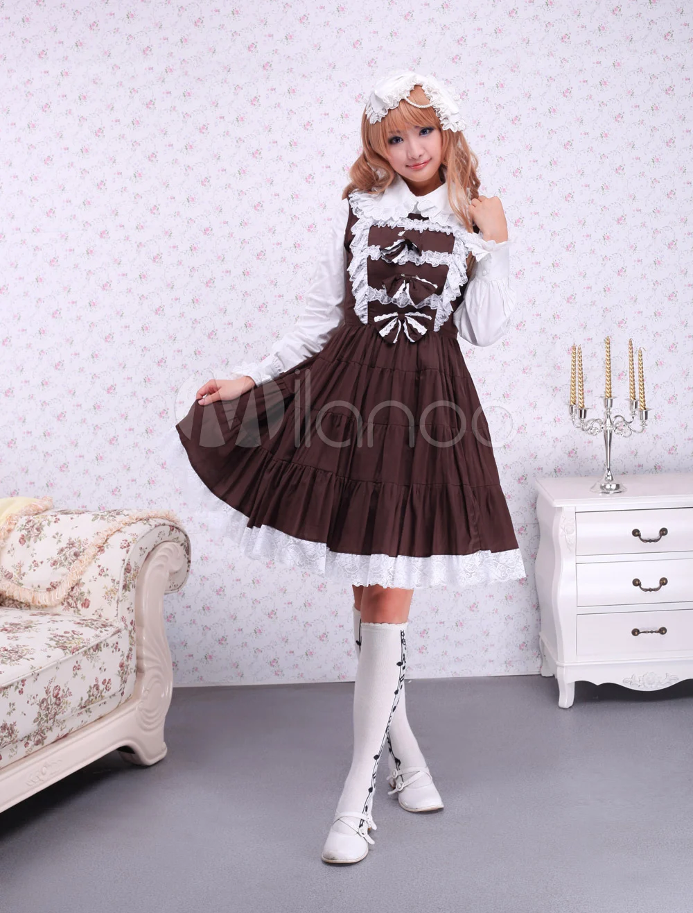 Cotton Brown Sleeveless Classic Lolita Dress