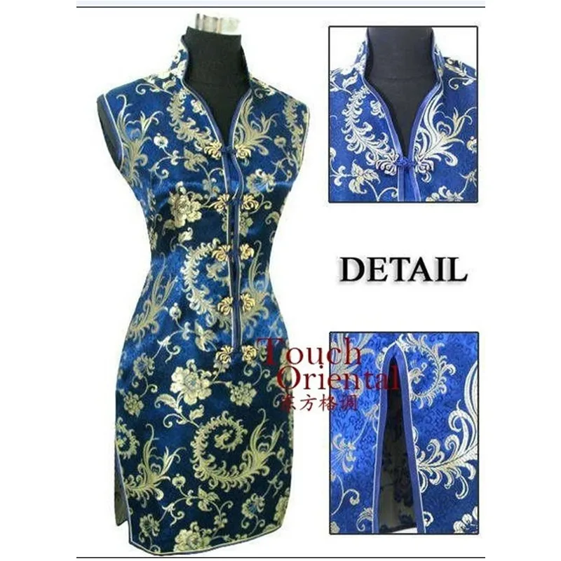 Черный красный китайский традиционный Для женщин летнее платье шелковый атлас