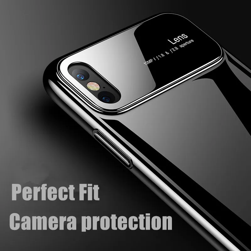 Роскошный зеркальный бронированный стеклянный чехол для iPhone X 6 6s 7 8 Plus