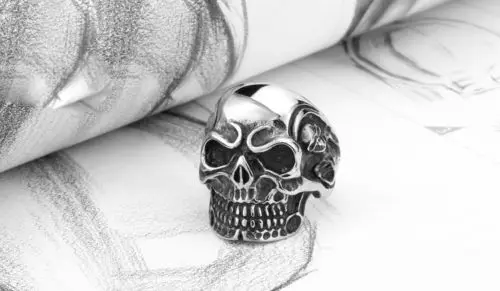 Новые Кольца с головой черепа из титановой стали для мужчин Бесплатная бижутерия