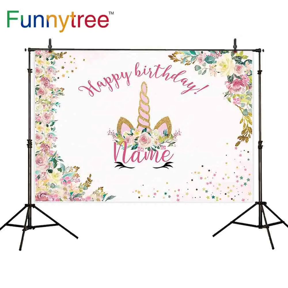 

Funnytree backgrounds for photo studio unicorn party birthday custom flower stars children photography backdrop photocall prop