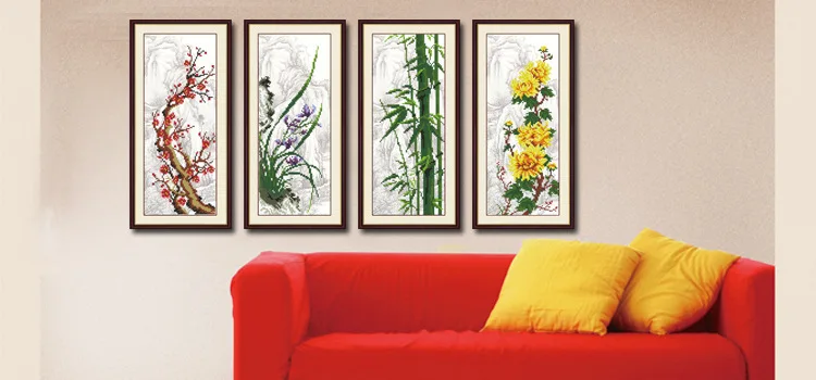 Diamond Mosaic 5D DIY Magic cube Painting Cross Stitch plum Bamboo orchid Chrysanthemum Diamonds Embroidery D45 | Дом и сад