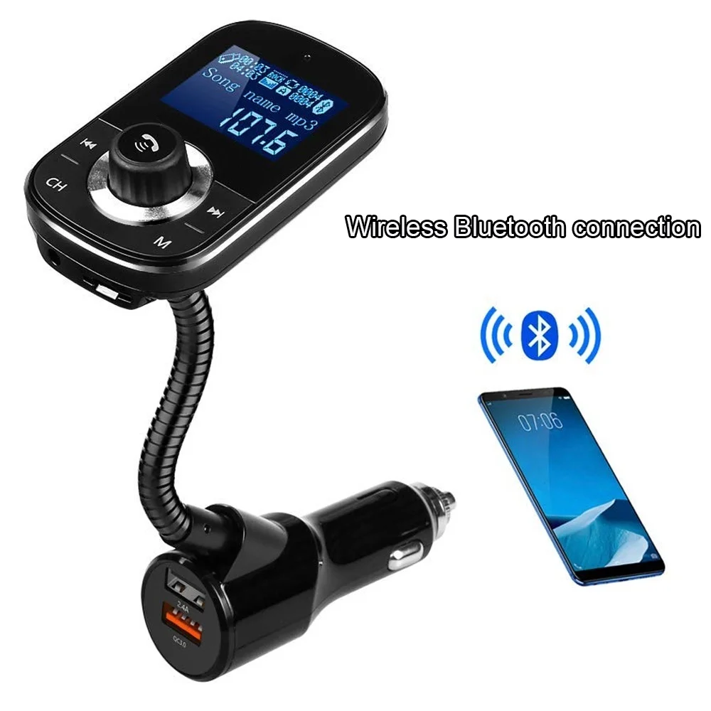 SRUIK беспроводной автомобильный Bluetooth fm-передатчик радио адаптер автомобильный комплект двойной USB быстрая зарядка AUX вход TF карта громкой связи
