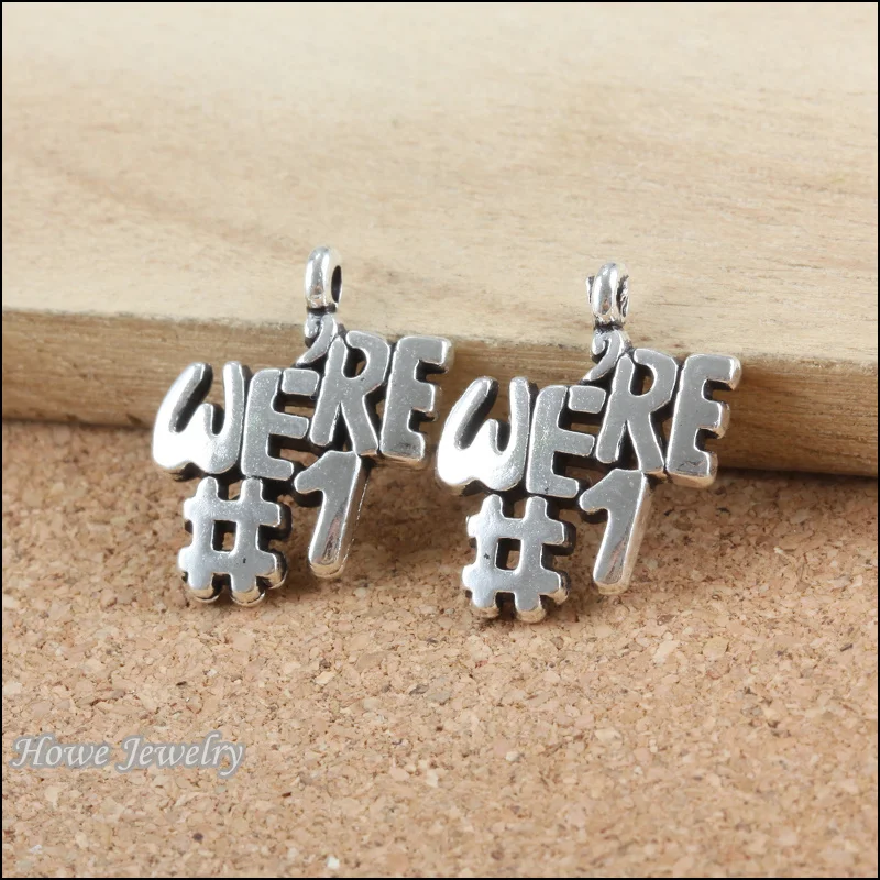 Подвеска из античного серебра we are no 1 12 шт. в европейском стиле B198|jewelry findings|findings