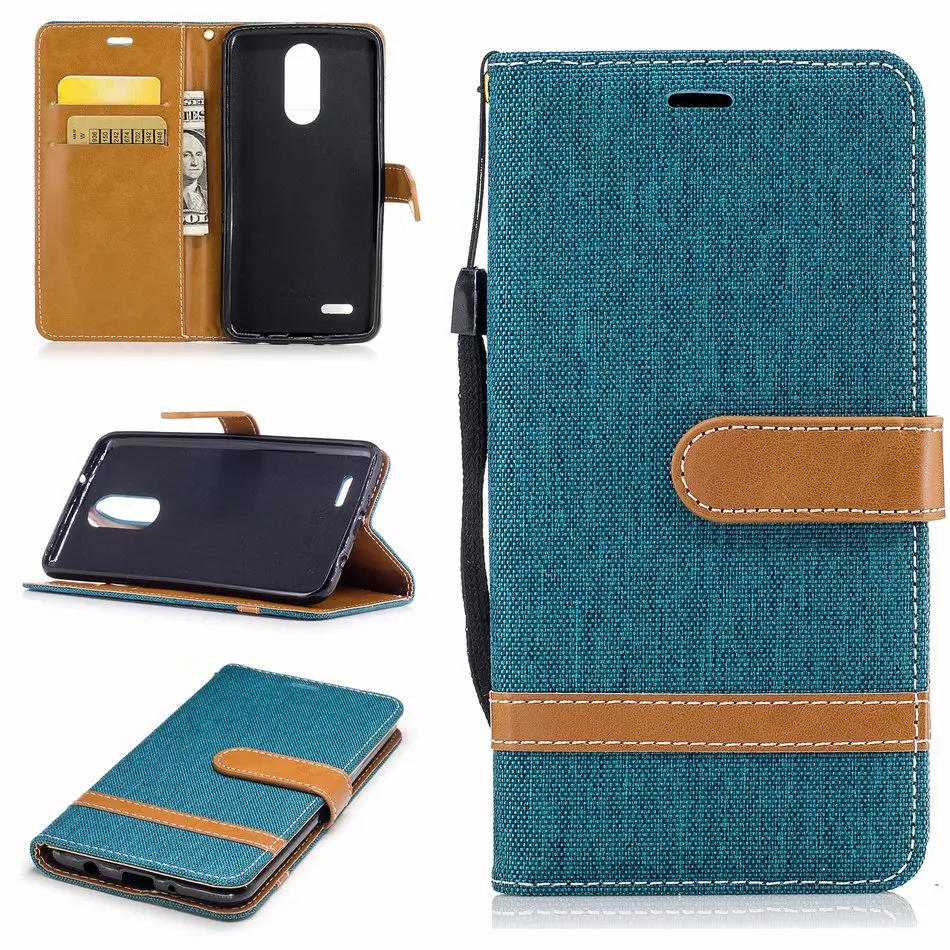 Ковбойские джинсы Холст искусственная кожа бумажник чехол для LG Q8 K8 K10 2017 K7 G6