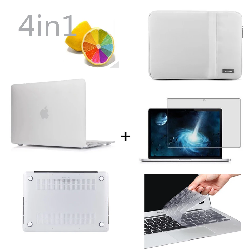 Матовый Жесткий чехол 4 в 1 для клавиатуры ЖК экран Macbook Pro Air Retina 11 12 13 15 сумка