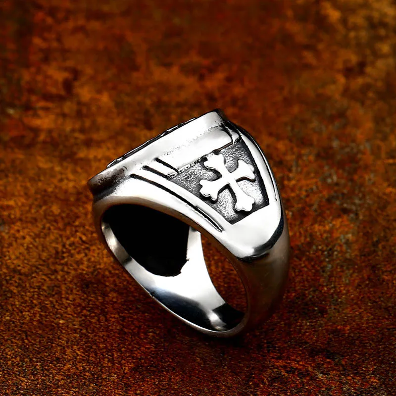 Beier 316L Stainless Steel Letter faith cross Jesus St. Benedict's Exorcism for men  wholesale ring fashion  jewelry LR623 images - 6