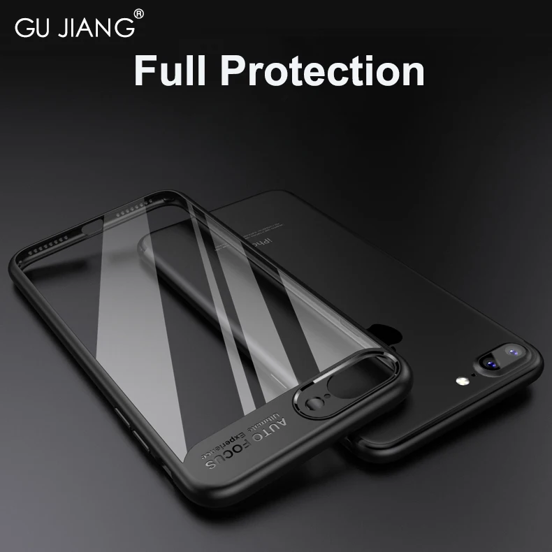 GU JIANG Роскошный натуральный HD прозрачный силиконовый защитный чехол для iPhone 8
