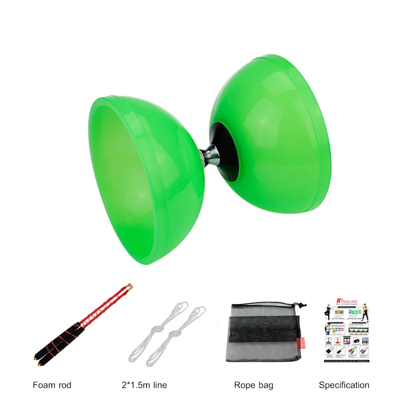 fixed Green Фиксированный или подшипник diabolo игрушки профессиональный набор Diabolo упаковка с веревочной сумкой Китай - Цвет: fixed Green
