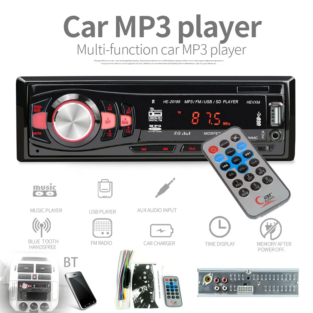 Автомобильный Bluetooth MP3 плеер громкой связи Bluetooth гарнитура для MP3 музыкальный плеер с пультом дистанционного управления Управление