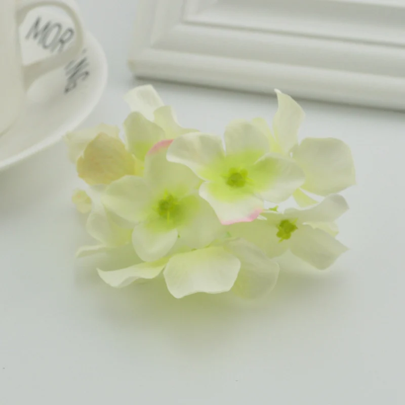 Milk white 3 шт шелковые искусственные цветы гортензии голова для свадебного украшения автомобиля DIY Подарочная коробка гирлянда декоративная флористика поддельные цветы - Цвет: Milk white