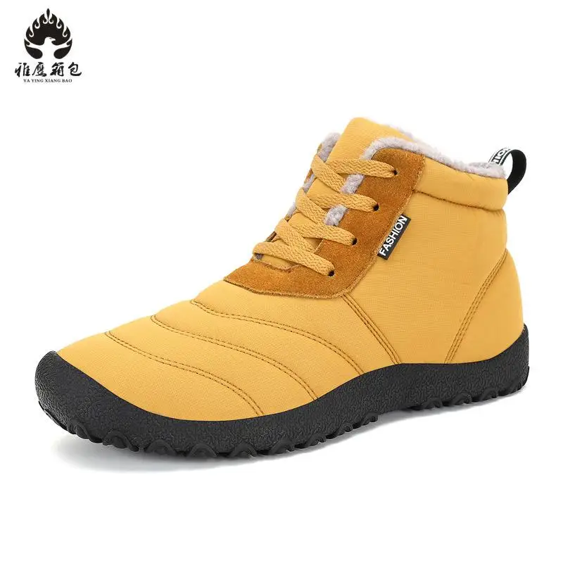 2018 Men Snow Boots Solid Color Warming Fabric Slip-on Ankle For Male Winter Outdoor Shoes Plus Size 35-46 | Обувь