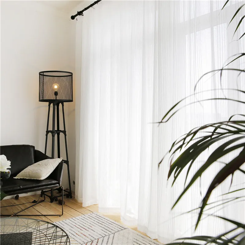 Городская белая занавеска для гостиной жаккардовая вуаль свежие полоски