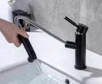 matt black round style basin water tap brass bathroom faucet single hole deck mount water mixer with bidet sprayer bl609