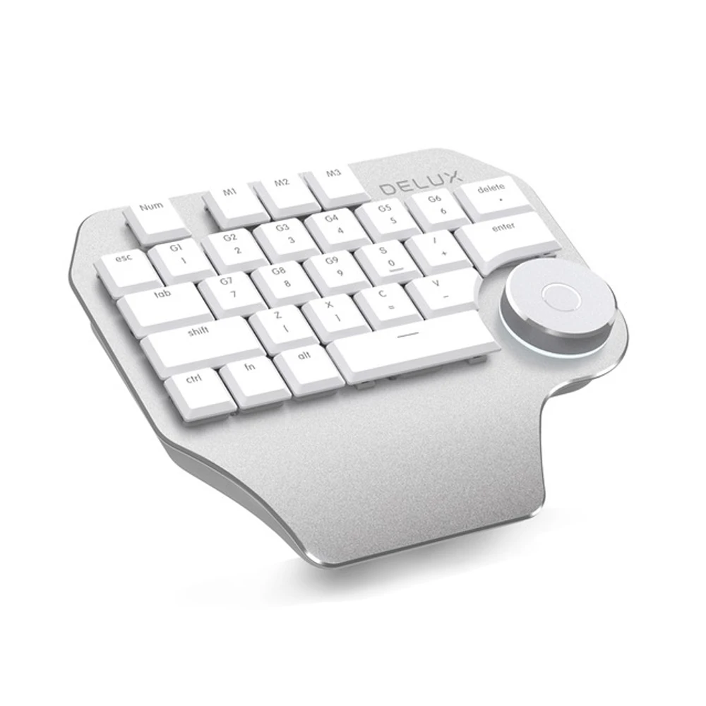 Silver Keyboard Only Delux T11 дизайнерская Одноручная клавиатура Умный набор настраиваемые клавиши клавиатура беспроводная Bluetooth двойной режим Вертикальная мышь комбо - Цвет: Silver Keyboard Only