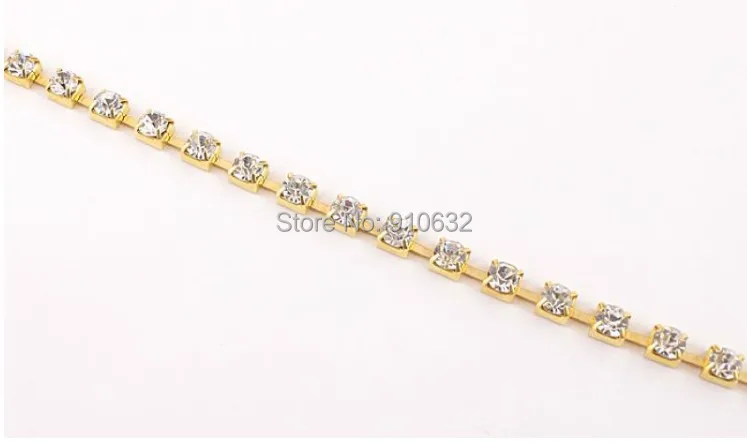 10 ярдов алмазные прозрачные кристаллы горного хрусталя позолоченная цепочка SS16 4