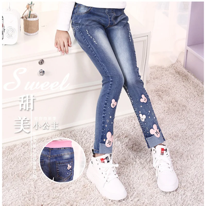 Новинка 2017 года Лидер продаж модная осенняя одежда детские джинсовые брюки для