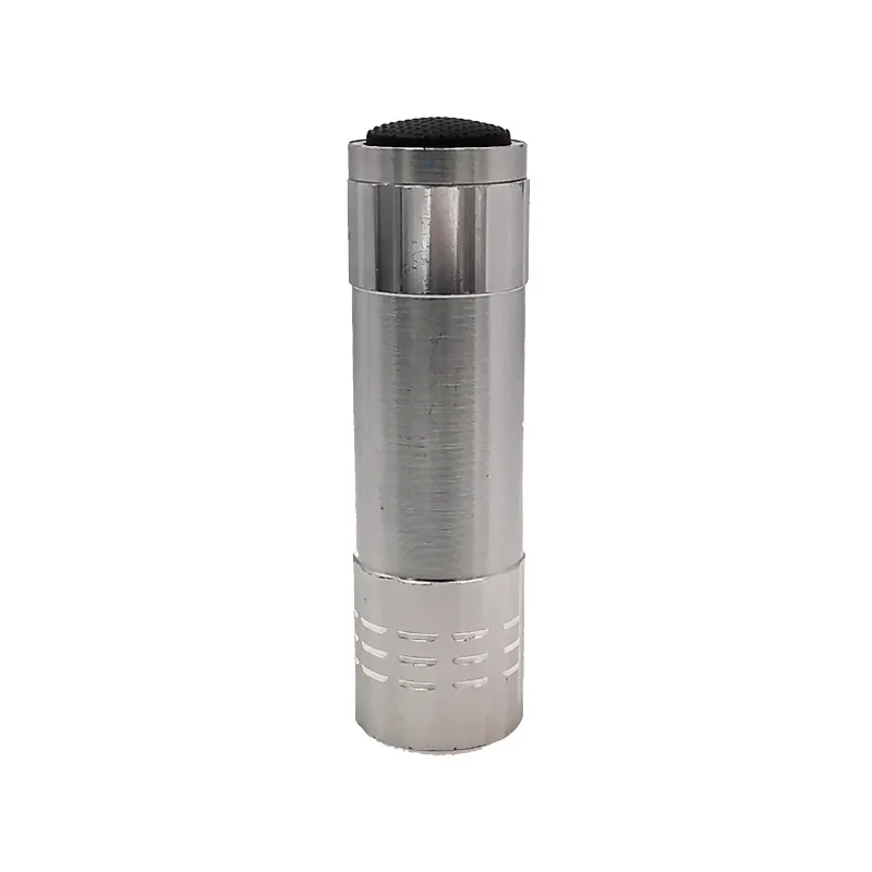 silvery QIOQIAODIY Модный высококачественный мини алюминиевый Ультрафиолетовый 9 Светодиодный светильник-вспышка черный светильник фонарь светильник Прямая поставка - Цвет: silvery