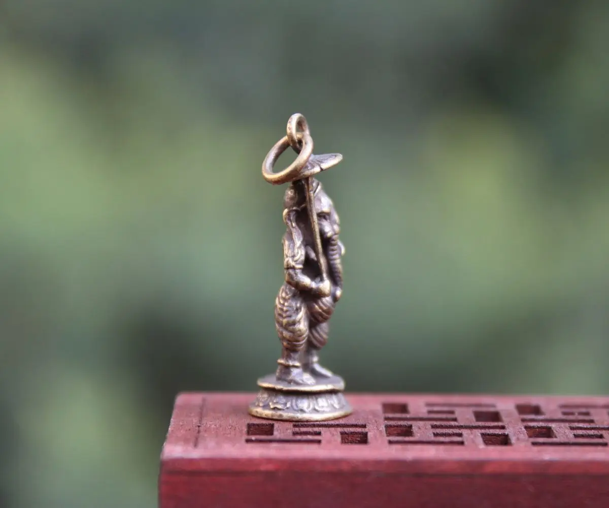 4 см индийский буддизм чистый Бронзовый Слон Ганеш скульптура Будды амулет