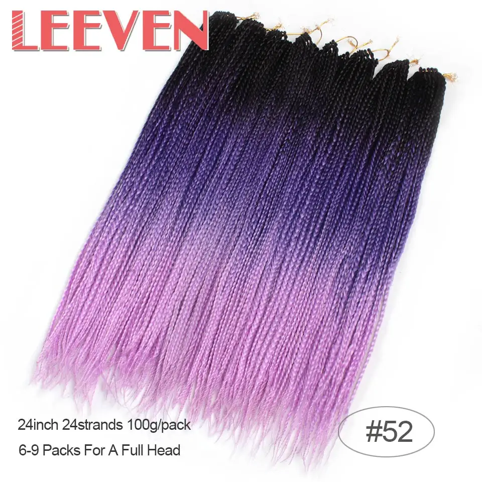 Leeven 24 дюйма, 24 пряди, Омбре свисающие косы, косы с крючком, накладные волосы, синтетические плетёные волосы, розовые, голубые, коричневые цвета - Цвет: 4/30HL
