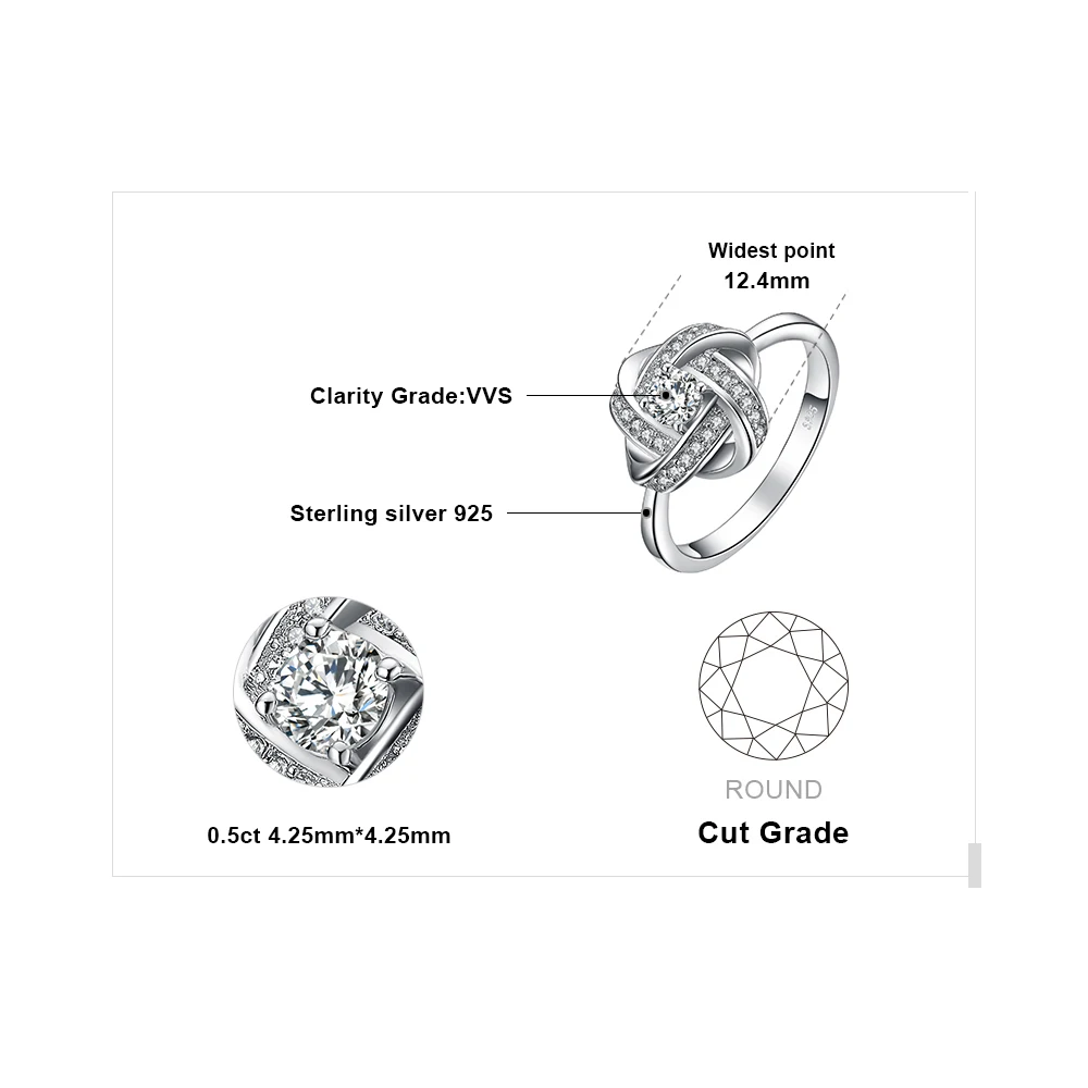 JewelryPalace мельница переплелись 0.6ct кубического циркония кольцо стерлингового