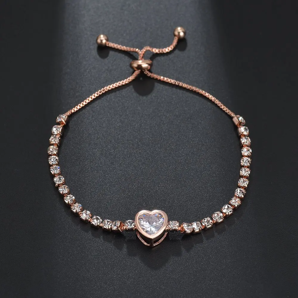 1 шт. циркониевый браслет в форме сердца Европейский и американский популярный