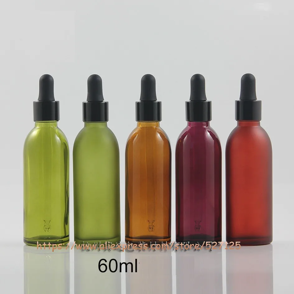 60ml Many Colors Glass Bottle With Dropper Lid Essential Oil Container Aromatherapy Liquid Pipette Refillable | Красота и здоровье