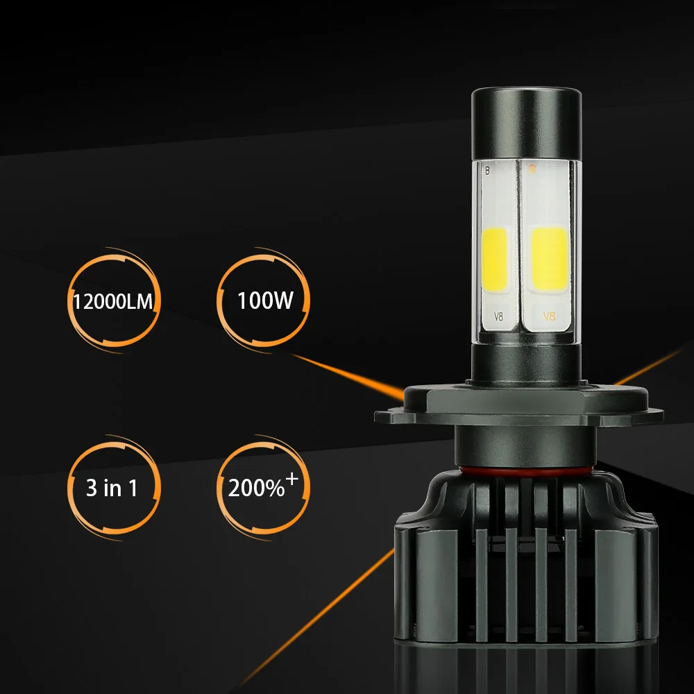Zdata H7 светодиодная лампа Canbus H4 Led головной светильник s COB H11 9005 100 Вт 12000LM/комплект H8 H9 HB3 12 в 24 в автомобильный противотуманный светильник Авто 3000 К 6000 К 8000 К