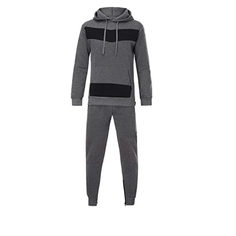 European and American men's leisure color matching sports suit hoodie men | Мужская одежда