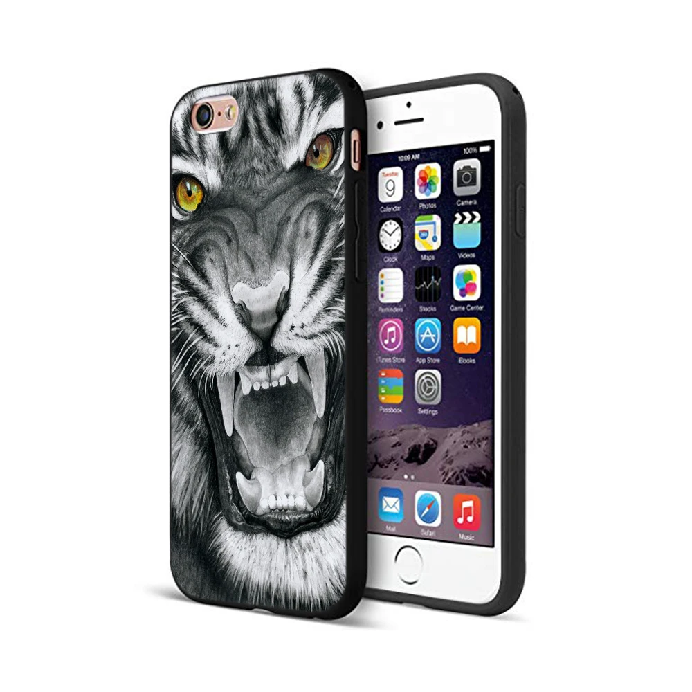 Черный чехол из ТПУ для iphone 5 5s se 6 6s 7 8 plus x 10 силиконовый XR XS 11 pro MAX с тигром пантерой