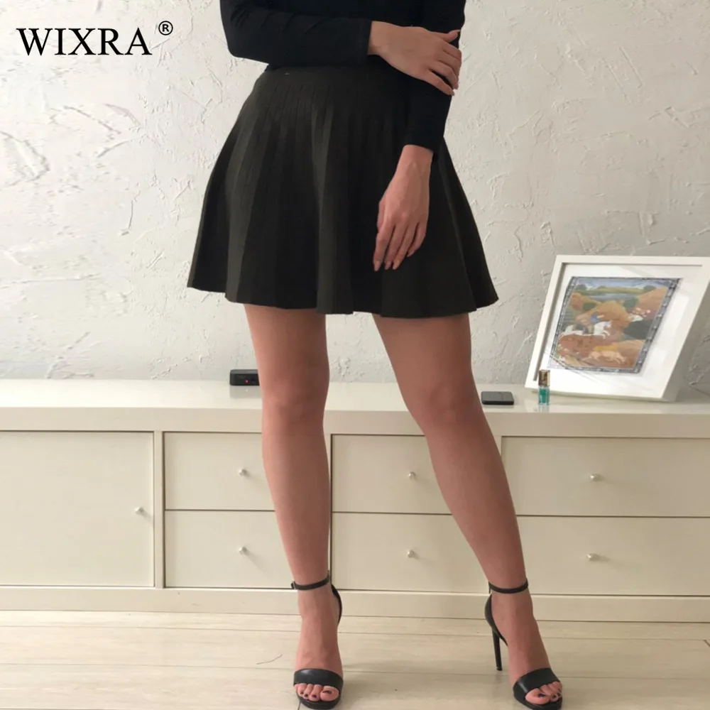 Женская трикотажная Мини юбка с высокой талией|skirt female|pleated mini skirtpleated |