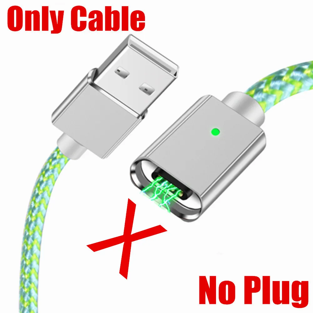 Only Cable No Plug Магнитный usb-кабель для зарядного устройства Micro type-c для iPhone Xs 8 X Max samsung Xiaomi Android, быстрый usb-адаптер, Магнитный зарядный Дата-кабель - Цвет: Only Cable No Plug