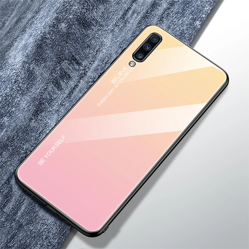 Чехол из закаленного стекла для телефона для samsung Galaxy A30 A50 A10 A20 A40 A60 A70 10 20 30 40 50 60 70 цветной защитный чехол-накладка на заднюю панель - Цвет: 01