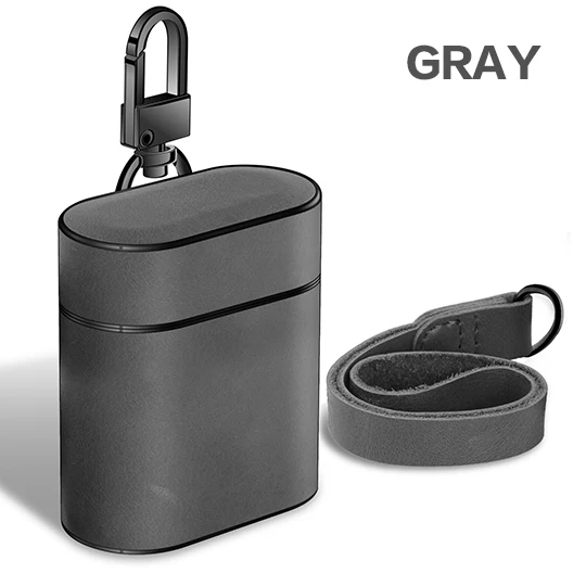 Gray Кожаный чехол, защитный чехол для airpods, чехол для Apple, наушники для Aidpods, аксессуары, Earpods, чехол, коробка для хранения наушников, милый - Цвет: Gray