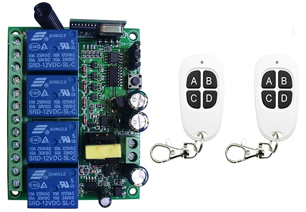 Wireless Relay AC110V 220V 230V 10A 4CH 4 CH RF Remote Control Switch Transmitter+ Receiver Toggle/Self-lock | Обустройство дома