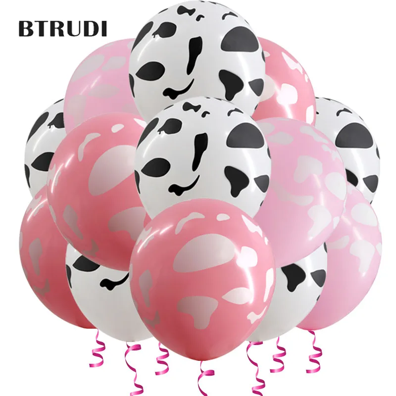 BTRUDI 15pcs 12inch Cartoon Cow pattern printed Thicken latex balloon birthday party decoration kid baby shower supplie | Дом и сад