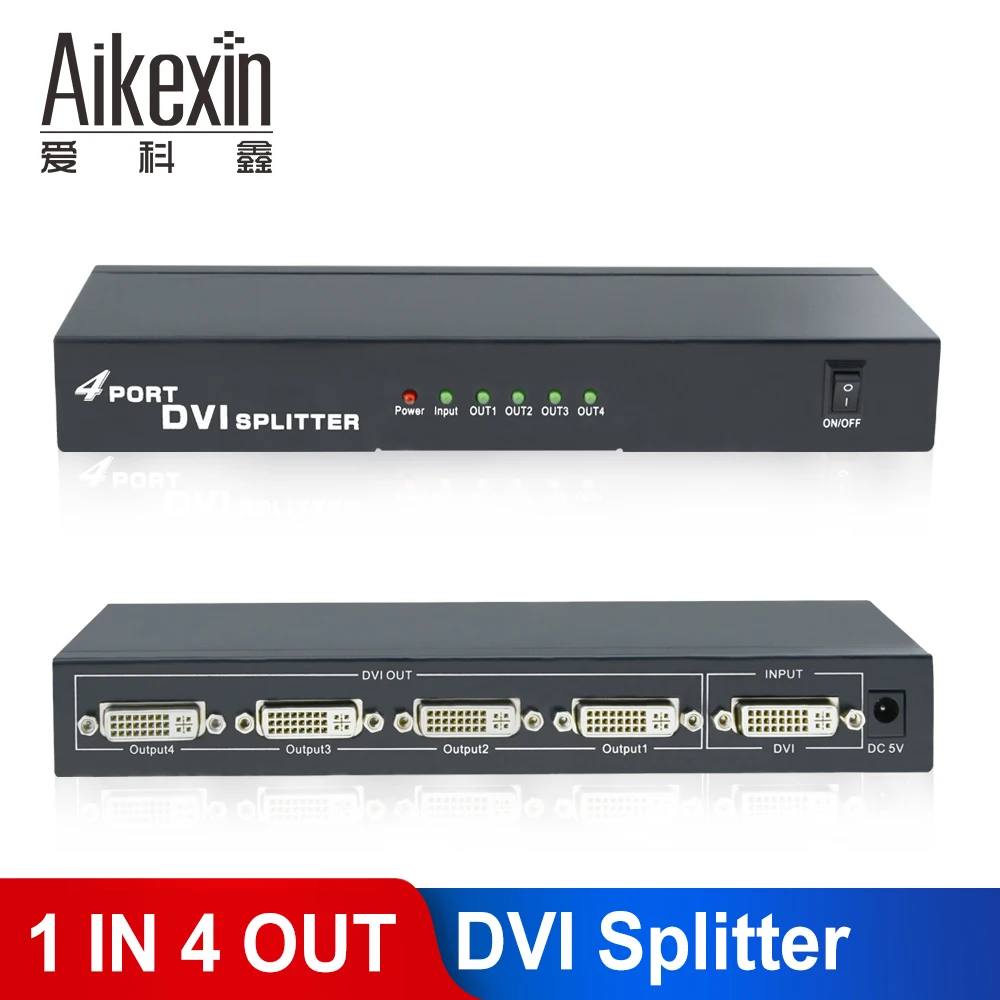 Разветвитель Aikexin DVI 1x4 видеоразветвитель с 4 портами несколько видеодисплеев