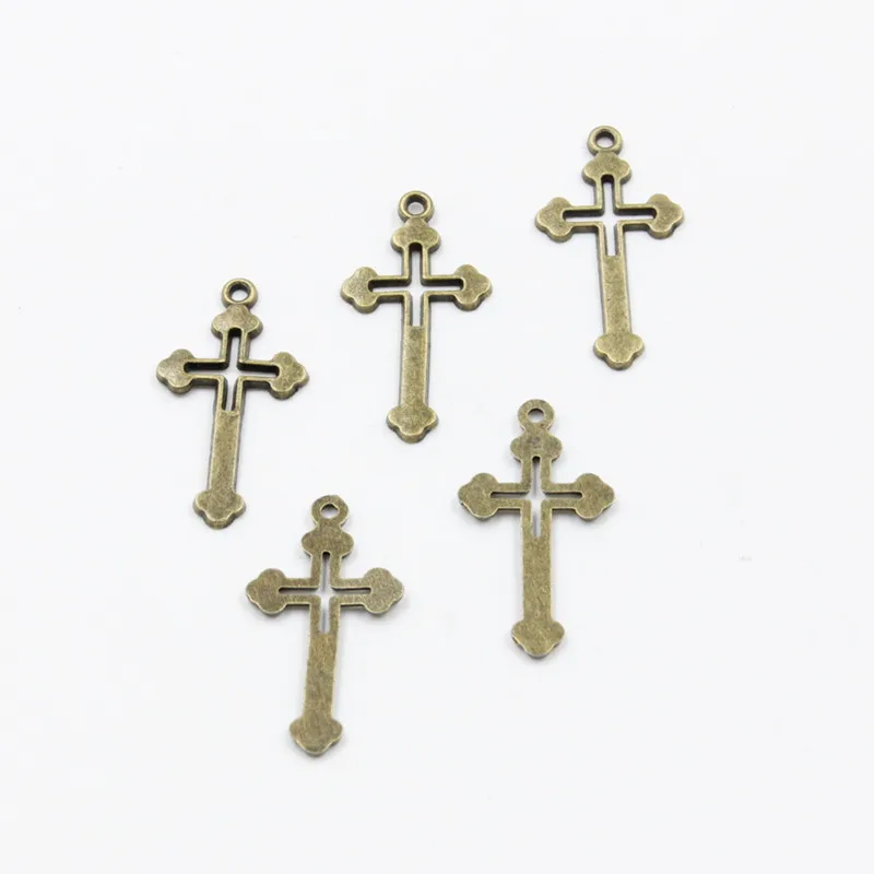 29*15mm Fashion Plated Antique Silver Romantic Hollow Cross Charms Pendants For Necklace DIY Jewelry making M5175-76 | Украшения и