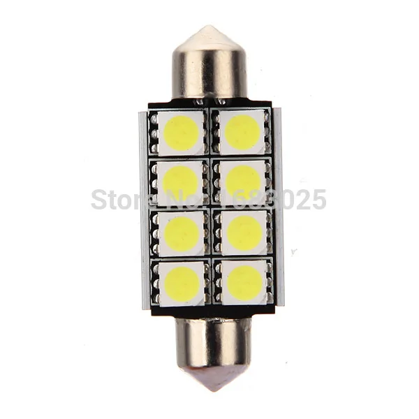 Лучшая цена 42 мм 8 SMD 5050 LED чистый белый купол Festoon CANBUS безошибочная внутренняя