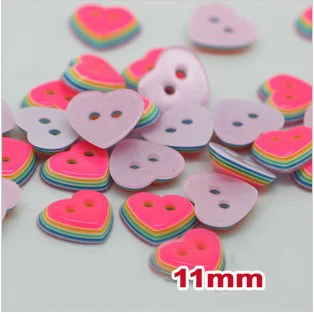 40 шт./лот кнопка в форме сердца ярких цветов сделай сам 2 отверстия 11 мм