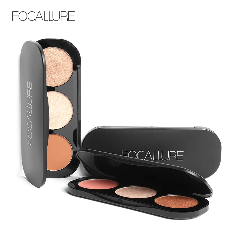 Focallure 3 цвета уход за кожей лица Румяна, палитра кисти для макияжа, для румян, прессованная пудра, макияж для лица, бронзер, косметика, макияж, набор для макияжа бровей