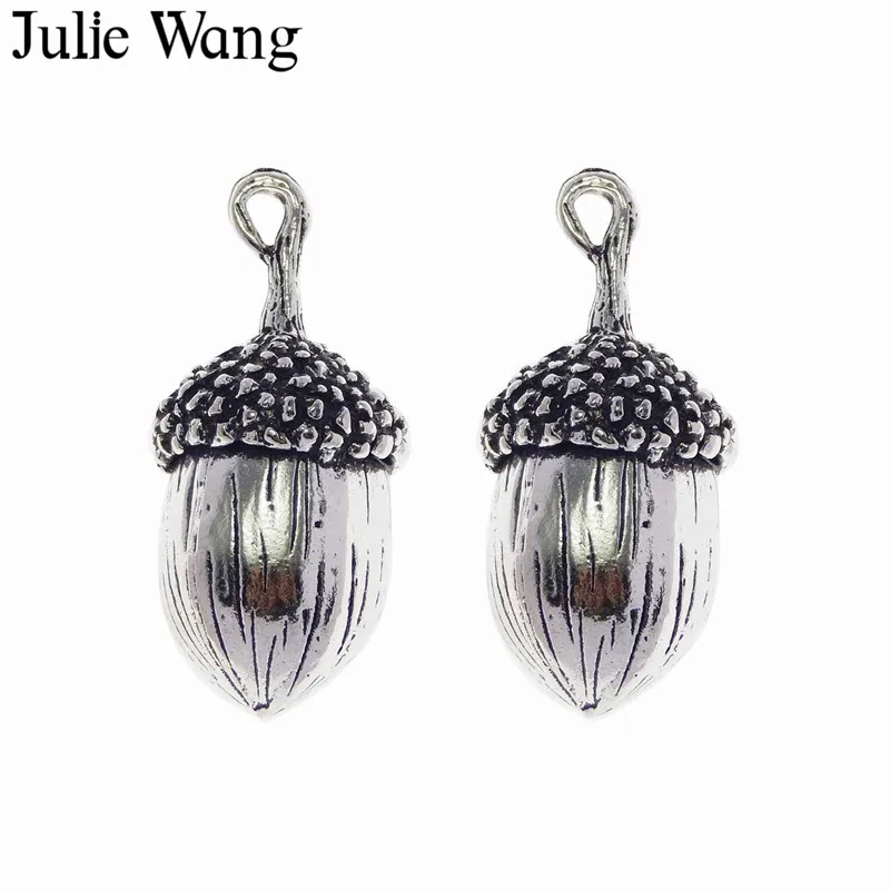 Julie Wang 2 шт. подвеска на ожерелье из сплава большой желудь под античное серебро