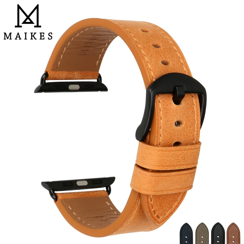 Аксессуары для часов MAIKES ремешок из натуральной кожи Apple Watch 44 мм 42 iwatch 4 3 2 1 40 38