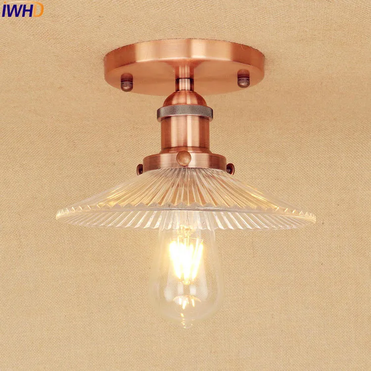 

IWHD стекло ретро потолочные светильники для гостиной освещение Plafondlamp Домашнее освещение винтажный промышленный потолочный светильник ...