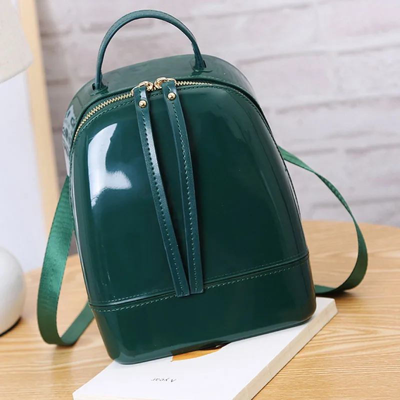 Dark green Солнечный пляж, женские рюкзаки, женская резиновая задняя Сумка, желе, милый, каваи, ПВХ, сумка для детей, подарок для детей, маленькая девочка, школьная сумка - Цвет: Dark green