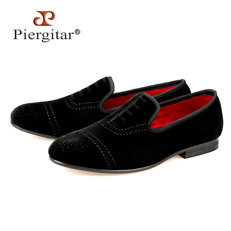 Piergitar new style bullock style punch men velvet shoes fashion casual men loafers men's flat size US 4-17 freeshipping