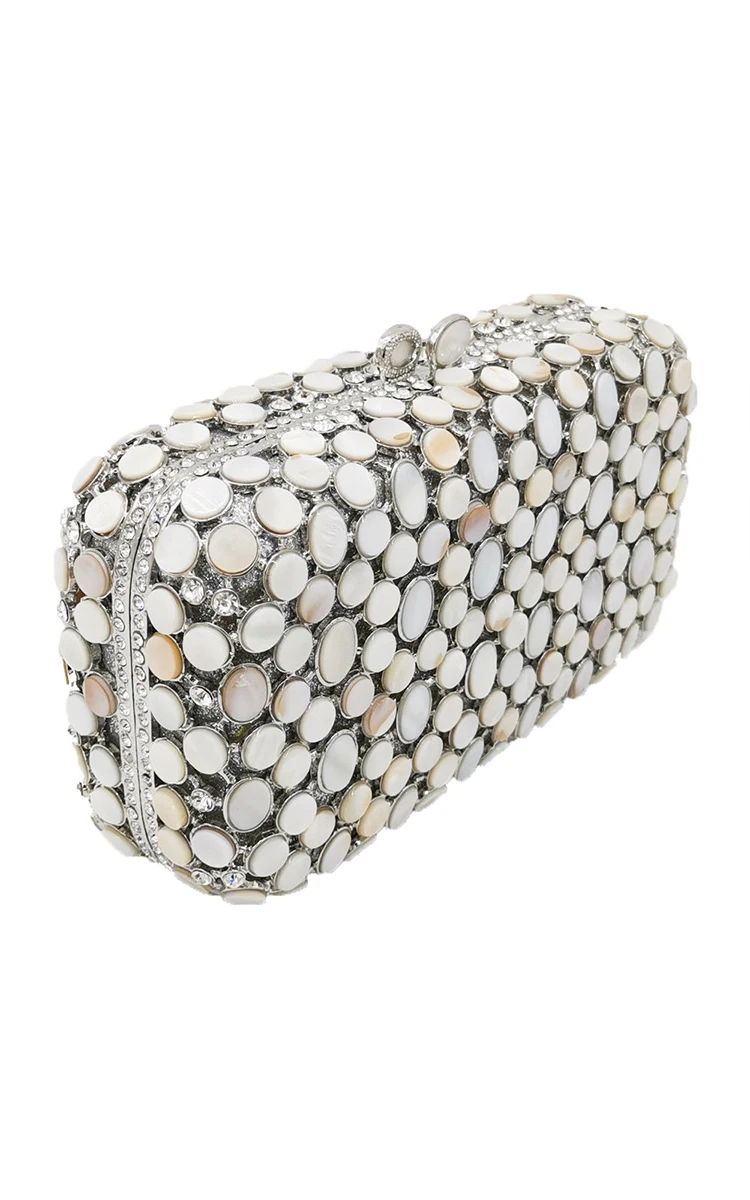 Boutique De FGG Natural Shell Women Evening Bags Minaudiere Handbags Wedding Formal Dinner Mother of Pearl Crystal Clutch Purse