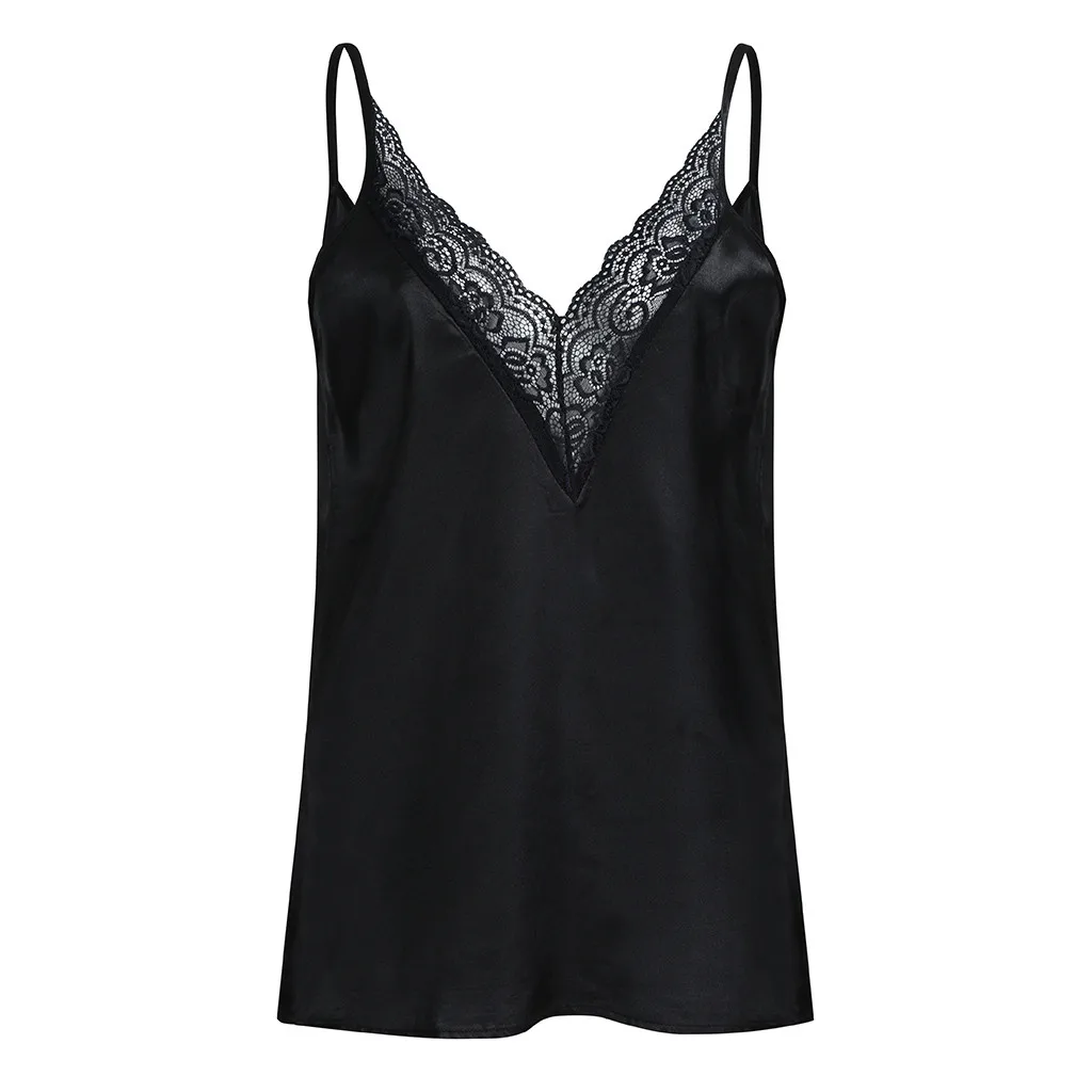 Топ женский кружевной без рукавов повседневный Однотонный черный топ с
