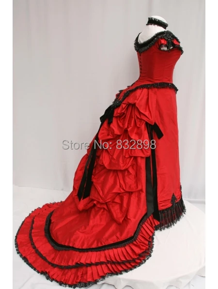 Новые Красные атласные туфли Рубашка с короткими рукавами в викторианском стиле